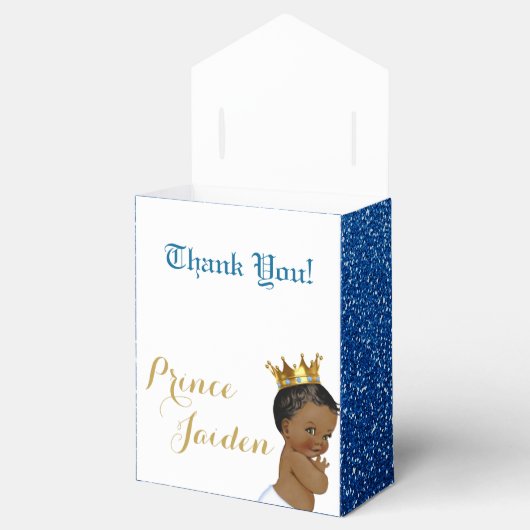 African Prince Blue|Goud Elegant Ombre Glitter Bedankdoosjes (Geopend)