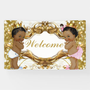 African Prince & Princess Gold Welcome Banner