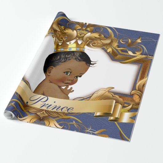 African Prince Royal Baby shower Gift Wrapping Cadeaupapier (Uitgerold)