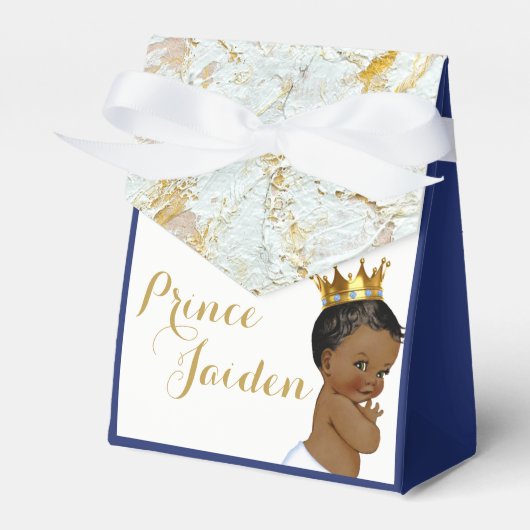 African Prince Royal Blue|FANCY Baby shower Tent Bedankdoosjes (Voorkant Zijde)