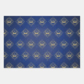African Prince Royal Blue & Gold Glitter Fancy Inpakpapier Vel (Voorkant 3)