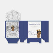 African Prince Royal Blue|Zilver FANCY Baby shower Bedankdoosjes (Uitgevouwen)