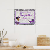 African Princess|Paars & Silver Glitter Guestbook Poster (Keuken)