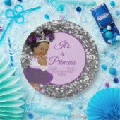 African Princess Paars| Silver Glitter Royal Papieren Bordje (Feest)