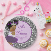 African Princess Paars| Silver Glitter Royal Papieren Bordje (Feest)