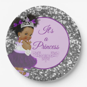 African Princess Paars  Silver Glitter Royal Papieren Bordje