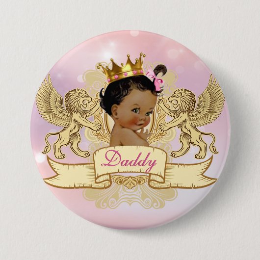 African Princess Pink|Sparkles Baby shower Button (Voorkant)