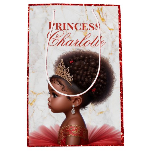 African Princess Royal Baby shower Rood Glitter Medium Cadeauzakje (Voorkant)