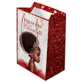 African Princess Royal Baby shower Rood Glitter Medium Cadeauzakje (Achterkant Gekanteld)