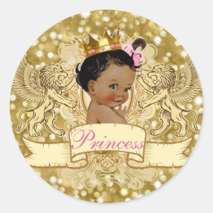 African Princess Royal Gold Glitter Favor Sticker