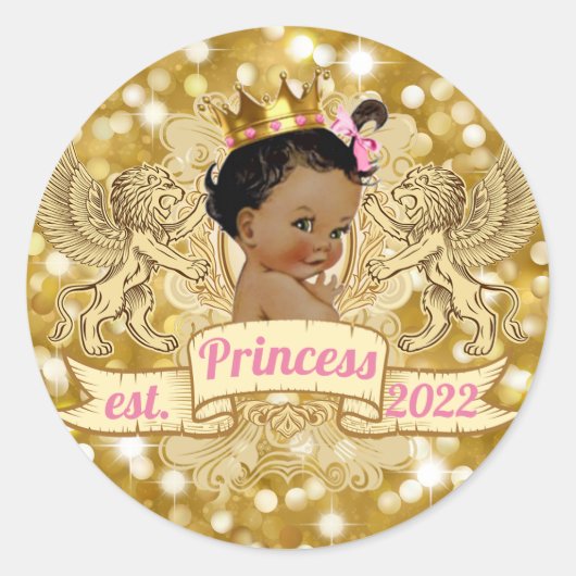 African Princess Royal Gold Glitter Favor Sticker (Voorkant)
