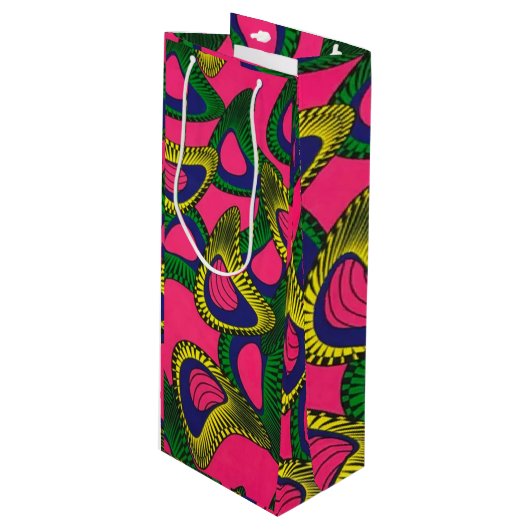 African Print Wine Gift Bag Wijn Cadeautas (Voorkant Gekanteld)
