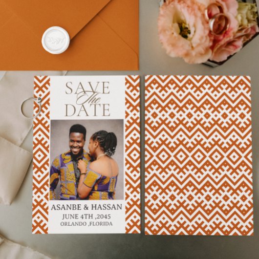 African Print  with Photo Wedding Save The Date  