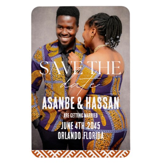 African Print with Photo Wedding Save the Date  Magneet (Verticaal)