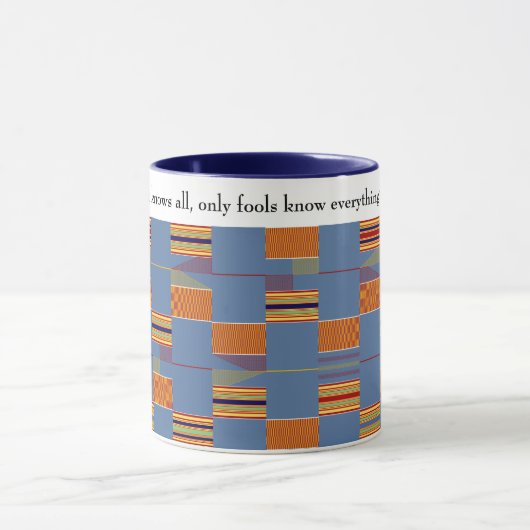 African Proverb Denim Blue Kente Mok (Midden)