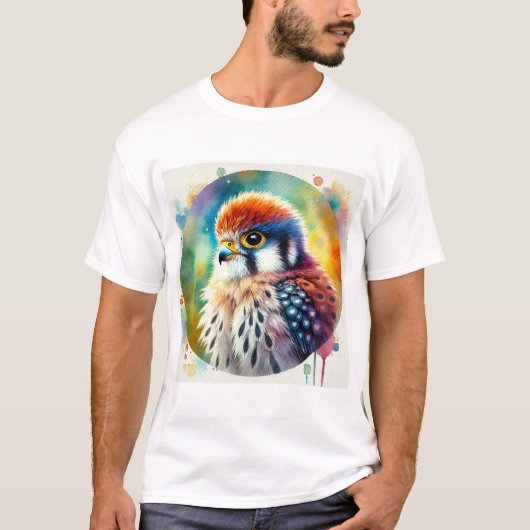 African Pygmy Falcon 070724AREF123 - Watercolor T-shirt (Voorkant)