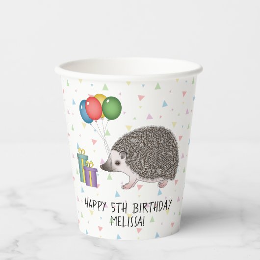 African Pygmy Hedégel Animal - Happy Birthday Papieren Bekers (Voorkant)