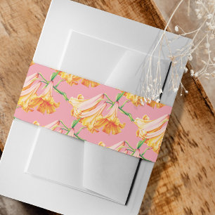 African Queen lelie sinaasappel roze kunst patroon Uitnodigingen Wikkel