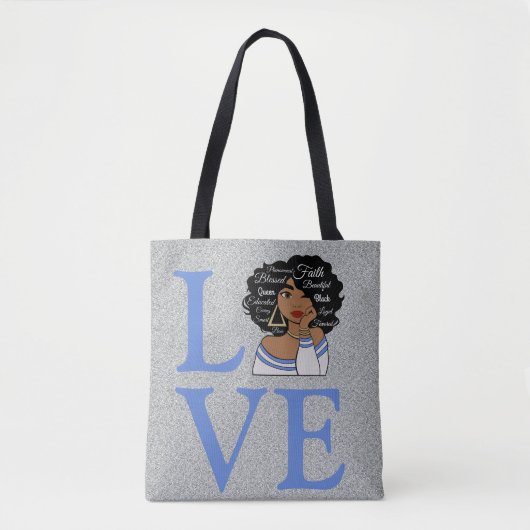 African Queen Silver Glitter Tote Bag (Voorkant)