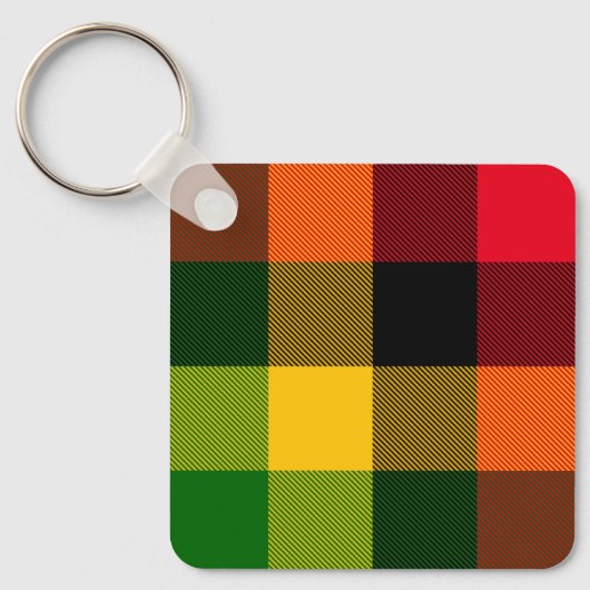  African Rasta Reggae Colours Plaid Pattern Design Sleutelhanger (Voorkant)