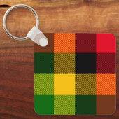 African Rasta Reggae Colours Plaid Pattern Design Sleutelhanger (Voorkant)