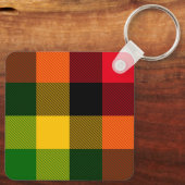  African Rasta Reggae Colours Plaid Pattern Design Sleutelhanger (Achterkant)