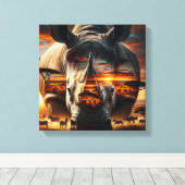 African Rhino Bushveld Sunset canvas Afdruk (Insitu (Houten vloer))