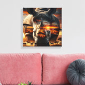 African Rhino Bushveld Sunset canvas Afdruk (Insitu (Woonkamer))