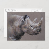 African Rhino Drawing Postcard Briefkaart (Voorkant / Achterkant)