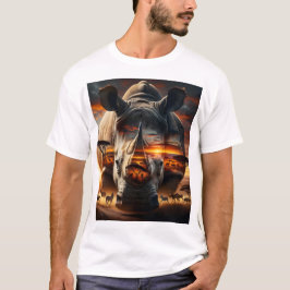 African Rhino & Giraffe back Bushveld Sunset T-shirt