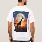 African Rhino & Giraffe back Bushveld Sunset T-shirt (Achterkant)