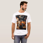 African Rhino & Giraffe back Bushveld Sunset T-shirt (Voorkant volledig)