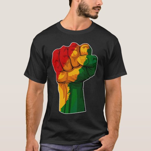 African Rising Hand Fist Black History Month BLM A T-shirt (Voorkant)