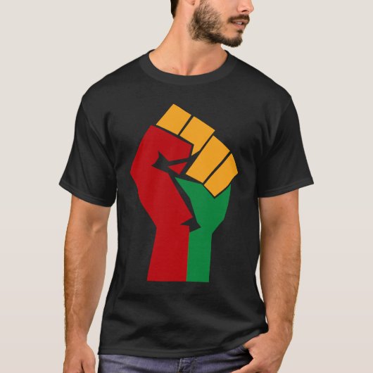 African Rising Hand Fist Black History Month BLM A T-shirt (Voorkant)