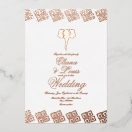 African Roos Gold Ankara Weddenschap geperst Folie Uitnodiging