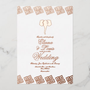 African Roos Gold Ankara Weddenschap geperst Folie Uitnodiging