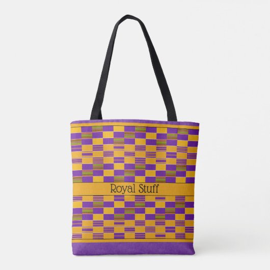 African Royal Paars Gold Kente Tote Bag (Achterkant)