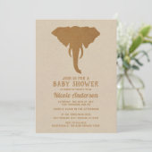 African Safari Brown Elephant  Baby shower Kaart (Staand voorkant)