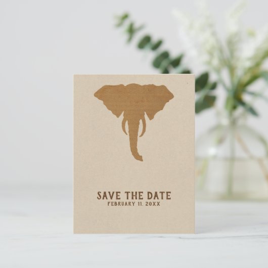 African Safari  Elephant Bewaar de Datum Aankondigingskaart (Staand voorkant)