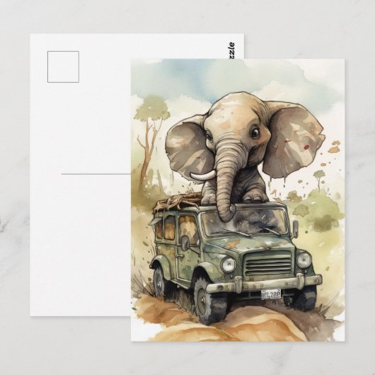 African Safari Elephant Briefkaart (Voorkant / Achterkant)