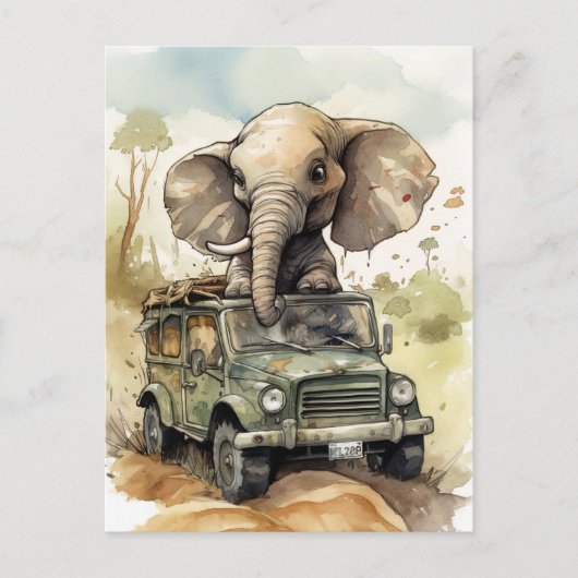 African Safari Elephant Briefkaart (Voorkant)