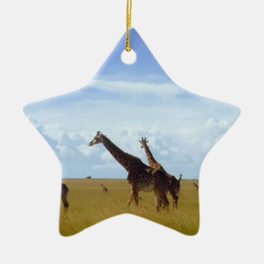 African Safari Giraffe: Nationaal Park van Kenia Keramisch Ornament (Voorkant)