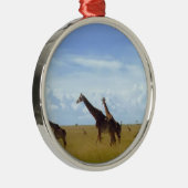 African Safari Giraffe: Nationaal Park van Kenia Metalen Ornament (Rechts)