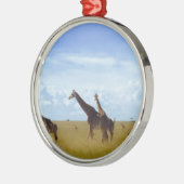 African Safari Giraffe: Nationaal Park van Kenia Metalen Ornament (Links)