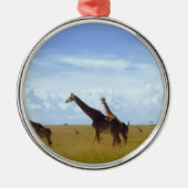 African Safari Giraffe: Nationaal Park van Kenia Metalen Ornament (Voorkant)