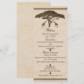African Safari Giraffes Tree Vintage Wedding Menu (Voorkant / Achterkant)