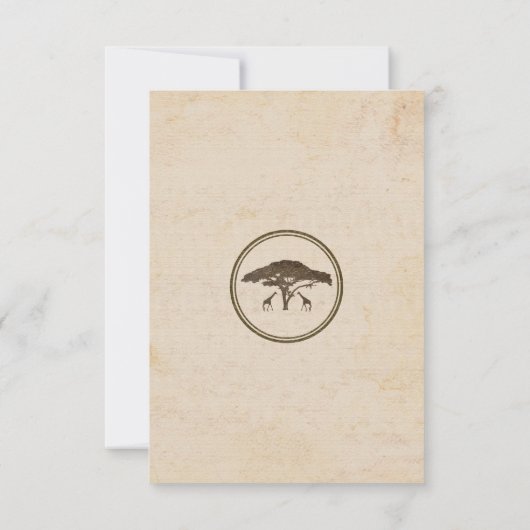 African Safari Giraffes Tree Weddenable Table Numb Kaart (Achterkant)