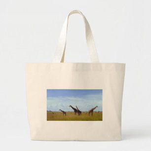 African Safari Kenya Giraffes Ontwerp Grote Tote Bag