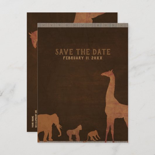 African Safari Oerwoud Zoo Bewaar de datum Aankondigingskaart (Voorkant / Achterkant)