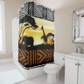 African Safari Scene Shower Curtain Douchegordijn (In situ)